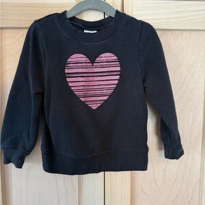 Circo Black Sweatshirt with Striped Pink Heart